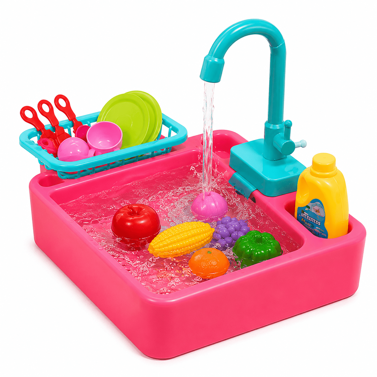 Realistic Kitchen Sink Set with Electric Water Circulation & Cute Accessories - Nobita Toys