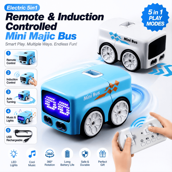 Electric 5-in-1 Remote & Induction Controlled Mini Magic Bus - Nobita Toys